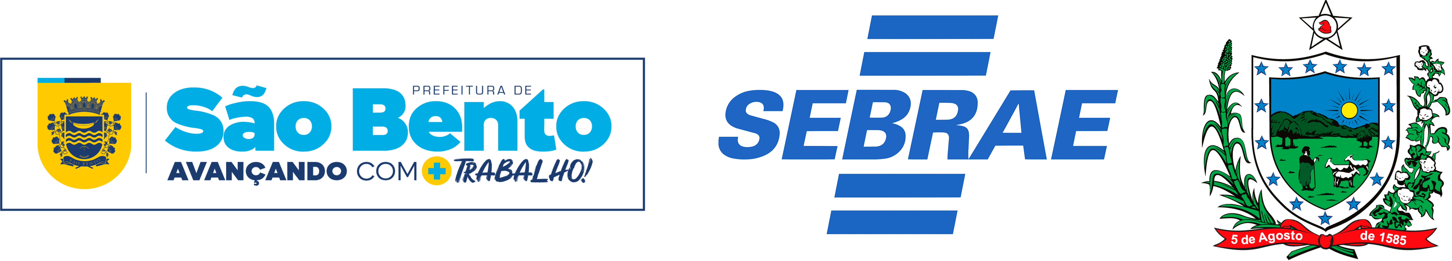 Prefeitura de São Bento, SEBRAE e brasão institucional